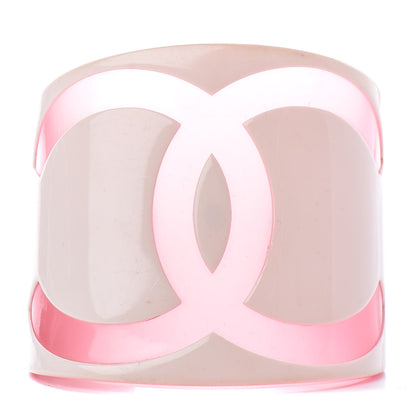 Chanel Resin CC Wide Cuff White Pink 1 of 4