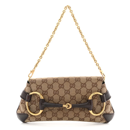 Gucci Monogram Horsebit Clutch Dark Brown 1 of 13