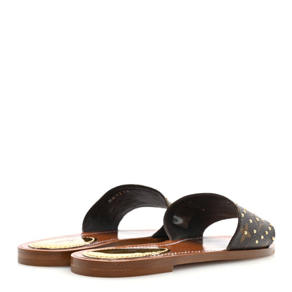 Louis Vuitton Monogram Studded Lock It Flat Mules 38 4 of 7