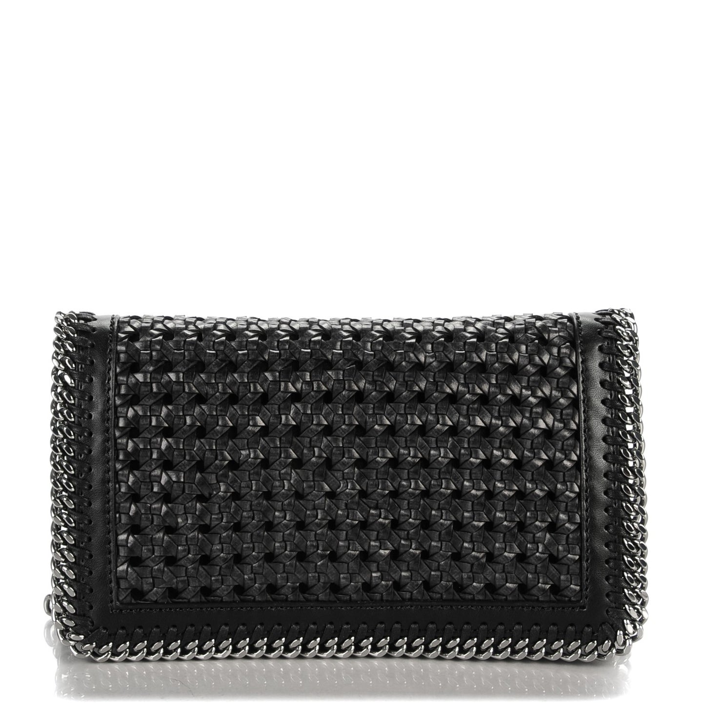 Faux Leather Woven Crossbody Black