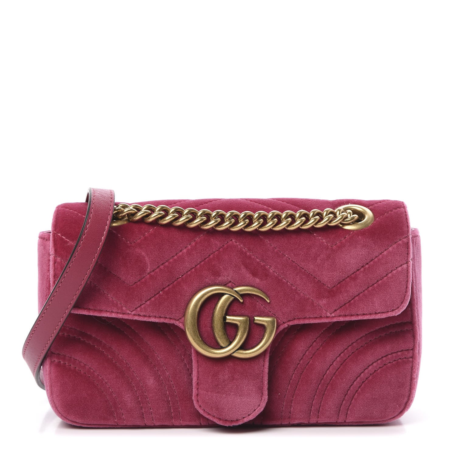 Gucci Velvet Matelasse Mini GG Marmont Shoulder Bag Light Raspberry Rose 1 of 12