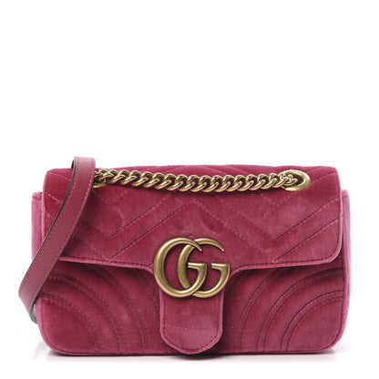 Gucci Velvet Matelasse Mini GG Marmont Shoulder Bag Light Raspberry Rose 1 of 12