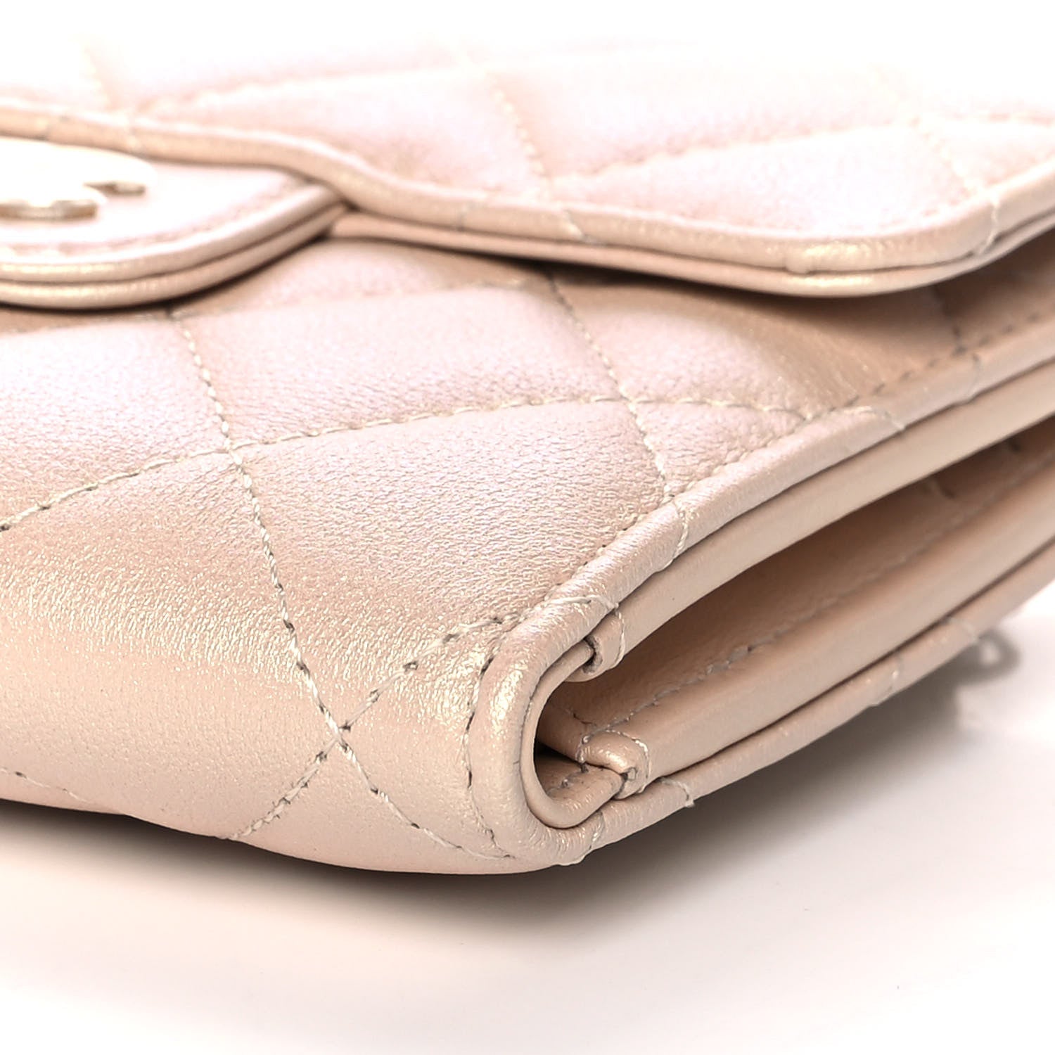 Chanel Iridescent Calfskin Quilted Compact Flap Wallet Beige 11 of 12