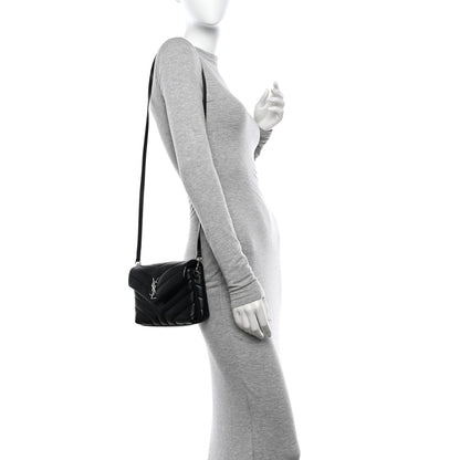 Saint Laurent Calfskin Y Quilted Monogram Toy Loulou Crossbody Bag Black 2 of 12