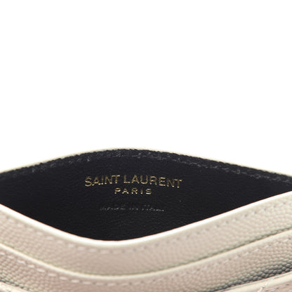 Saint Laurent Grain De Poudre Matelasse Chevron Monogram Credit Card Case Crema Soft 6 of 8