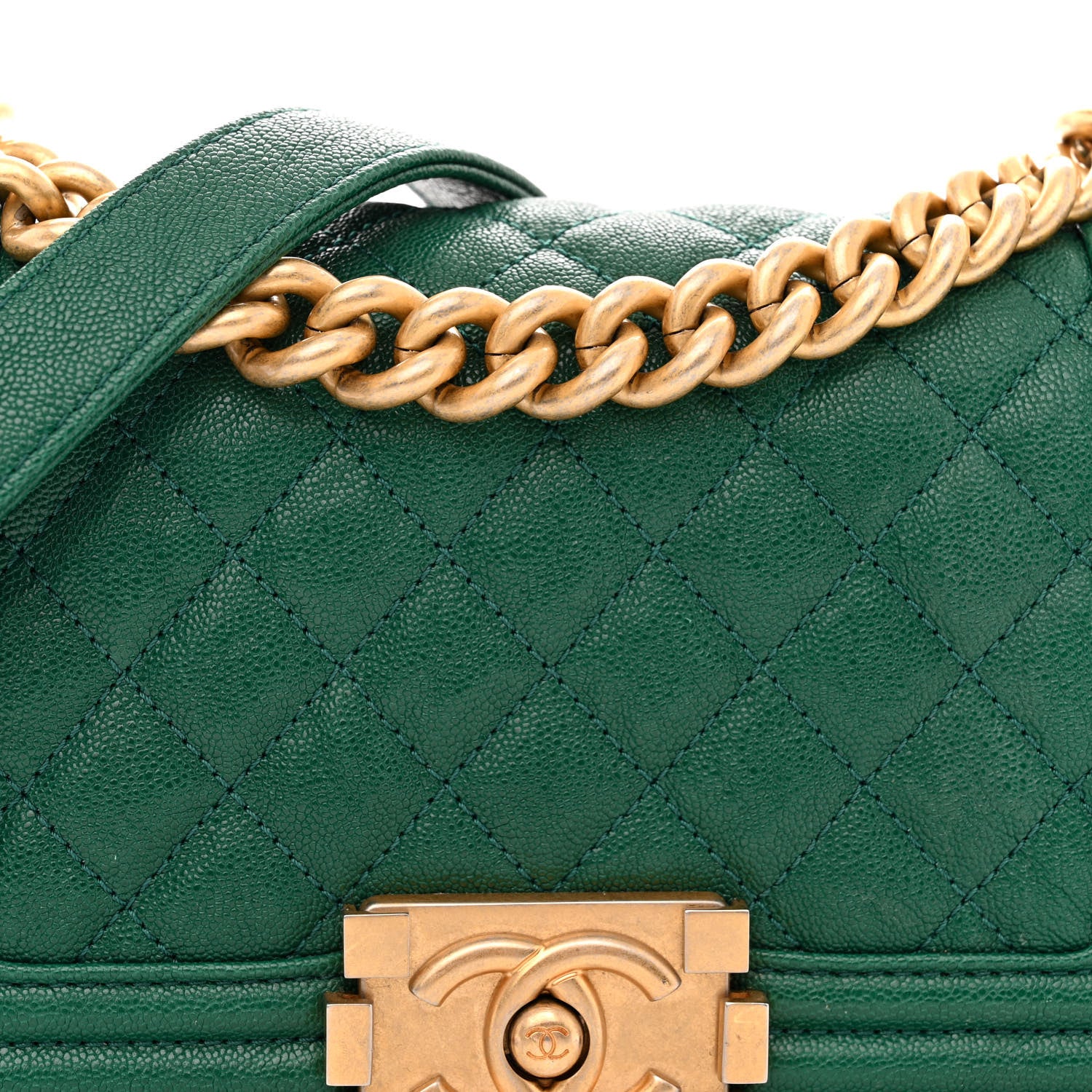 Chanel Caviar Quilted Small Boy Flap Green 8 of 11