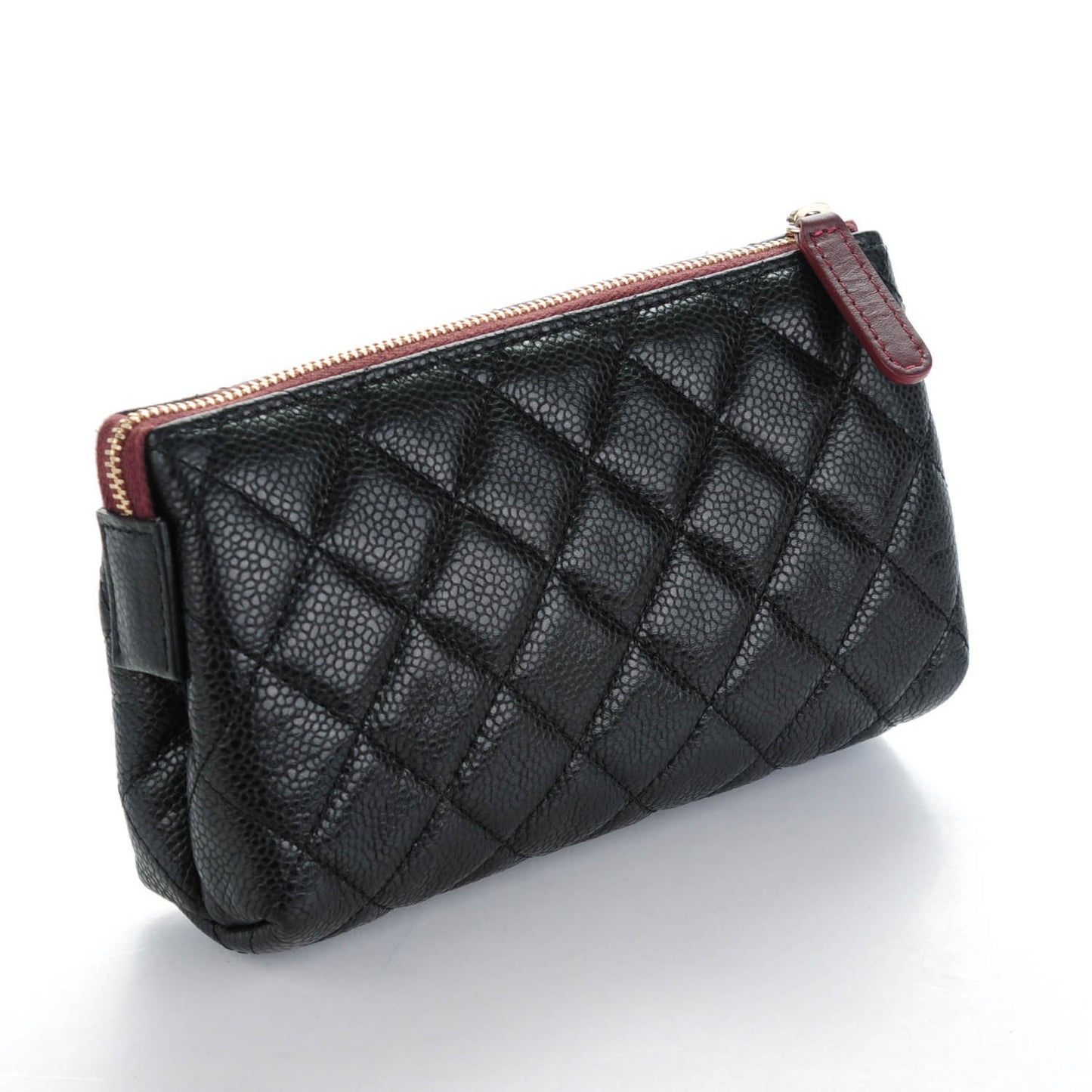 Caviar Quilted Small Cosmetic Case Black