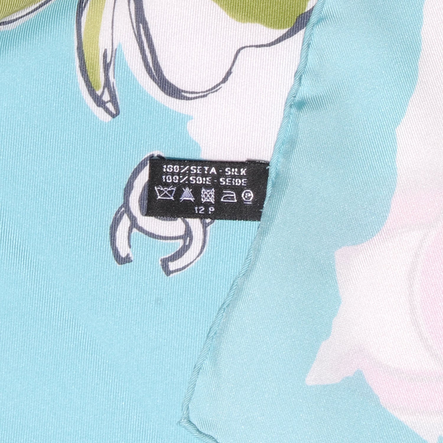 Chanel Silk CC Camellia Clover Heart Scarf 5 of 5