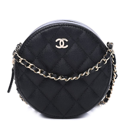 Chanel Caviar Quilted Round Clutch With Chain Black 1 of 6