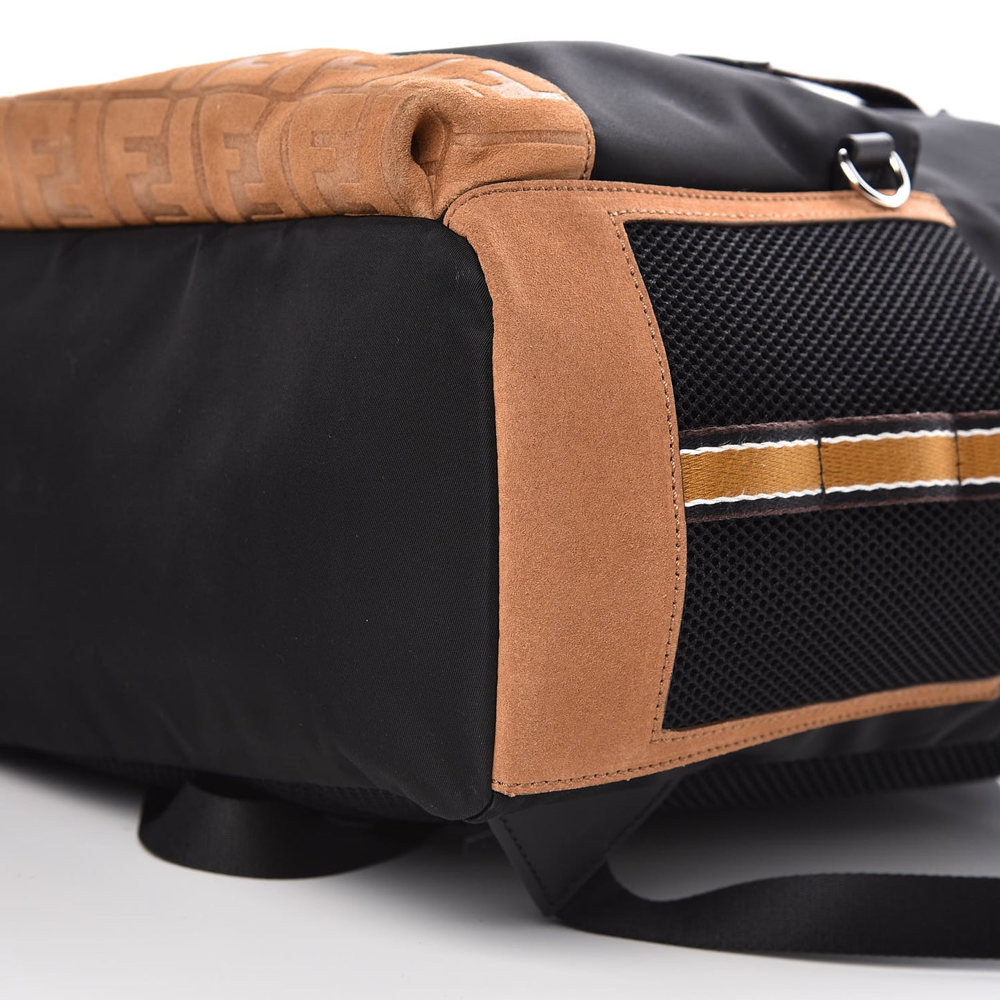 Nylon Contrast Buckle Backpack Black Copper