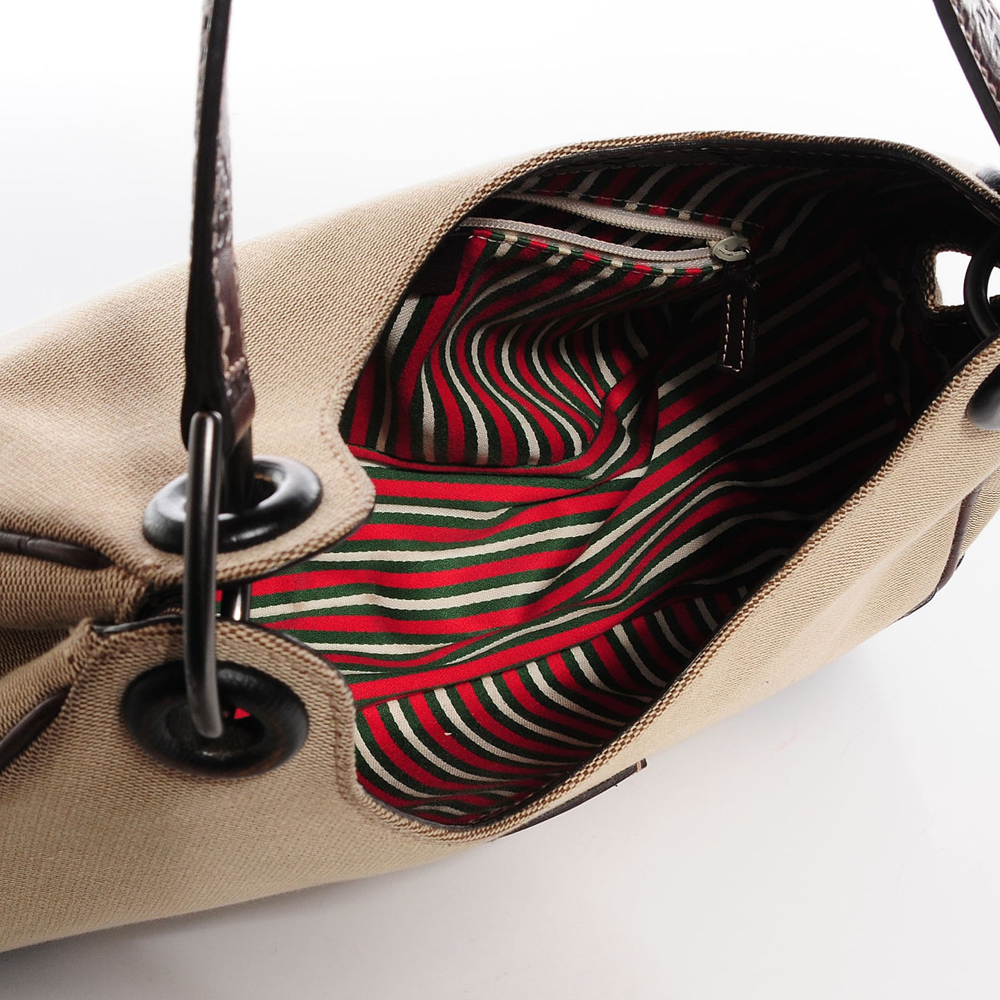 Guccissima Trim Canvas Colbert Hobo Dark Brown