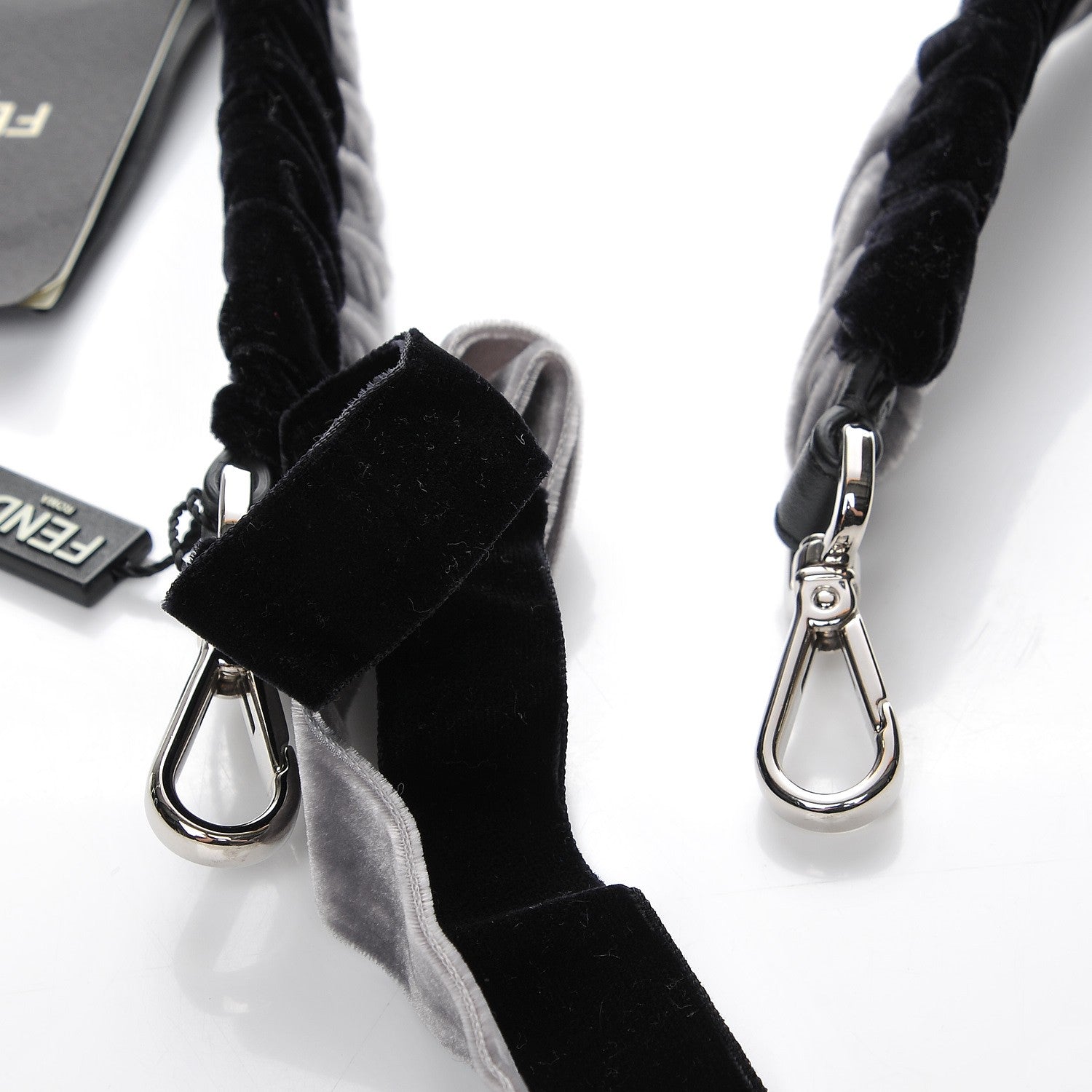 Fendi Velvet Lace Up Strap You Grey Black 4 of 5