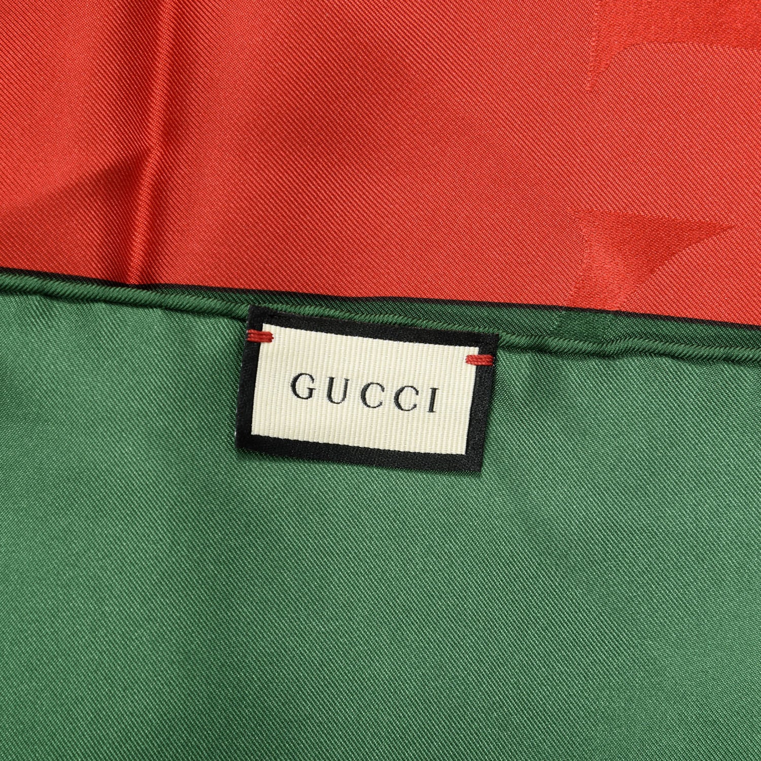 Gucci Silk Logo Square Scarf Green Red 2 of 4
