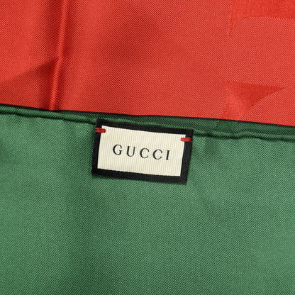 Gucci Silk Logo Square Scarf Green Red 2 of 4