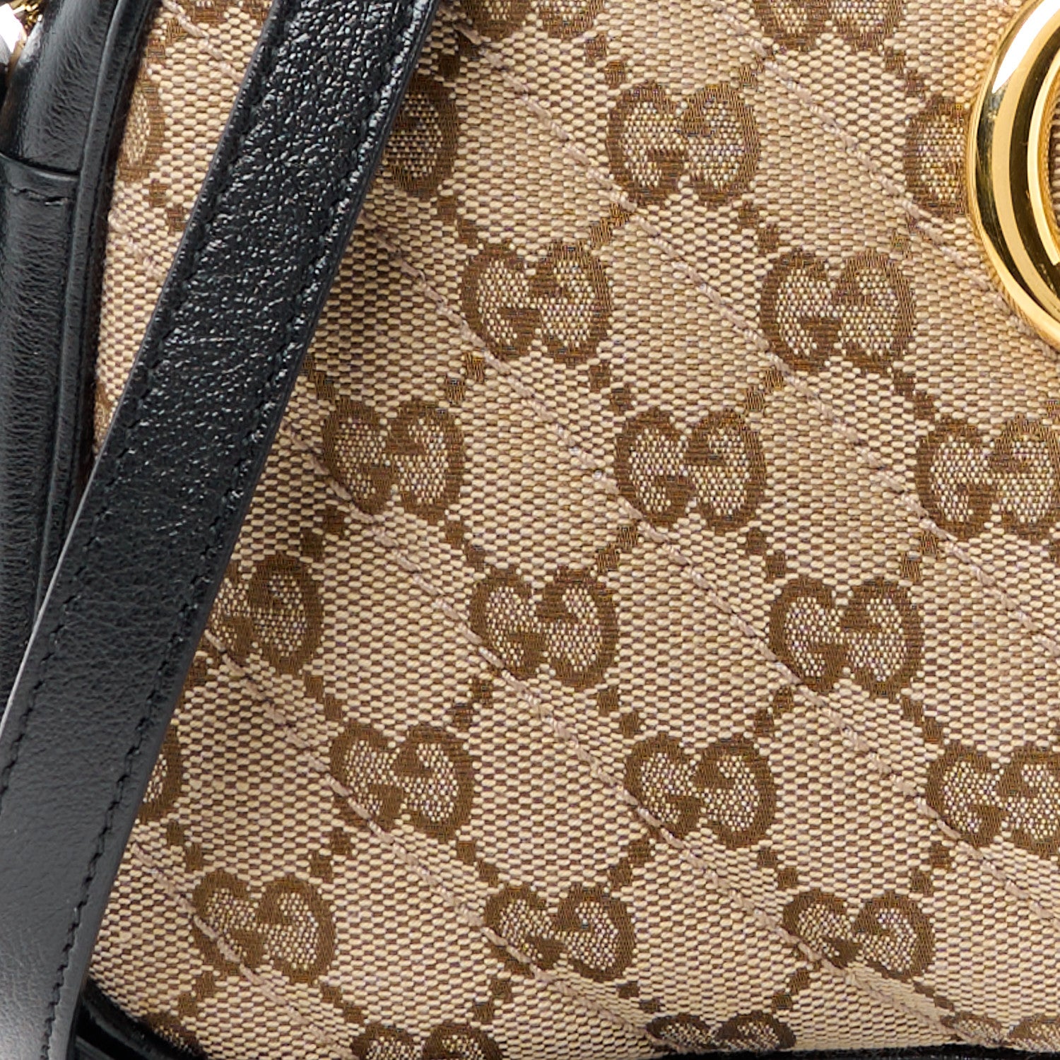 Gucci Monogram Matelasse Diagonal Small GG Marmont Chain Shoulder Bag Beige Black 10 of 12