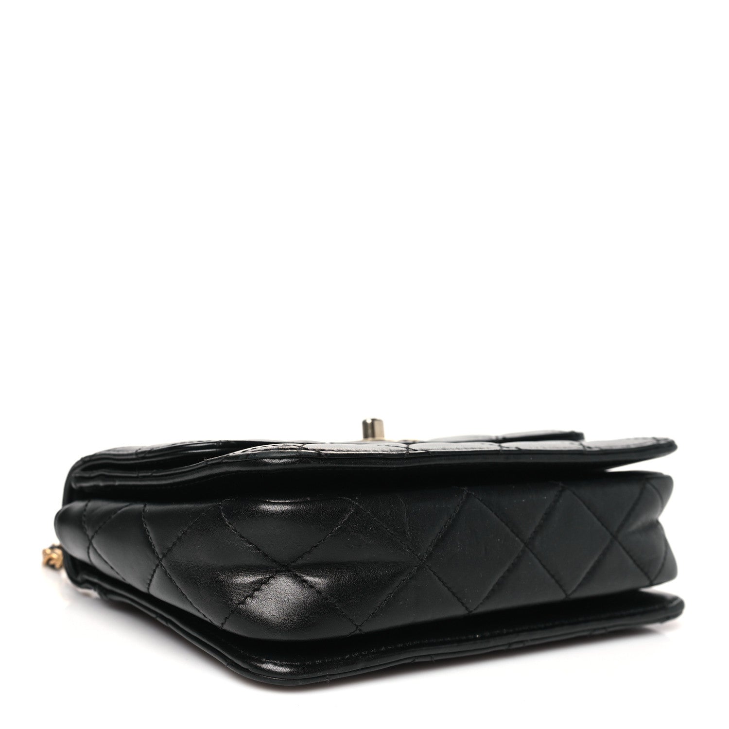 Chanel Lambskin Quilted Small Logo Top Handle Flap Black 4 of 10
