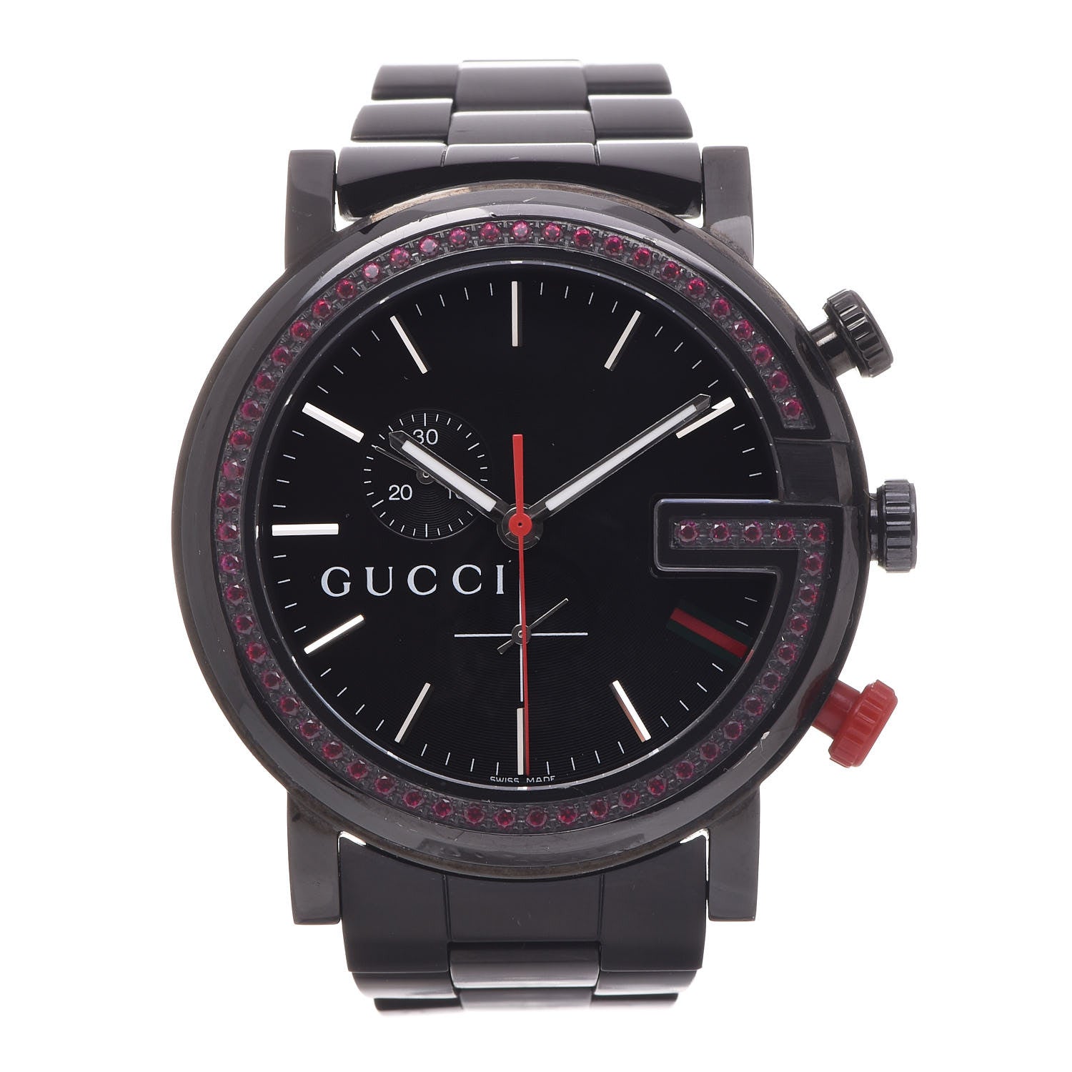 Gucci Stainless Steel Red Topaz 44mm G-Chrono Quartz Watch Black 1 of 6