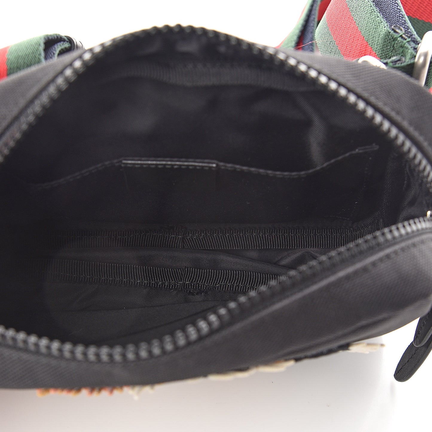 Canvas Web Tiger Embroidered Messenger Bag Black