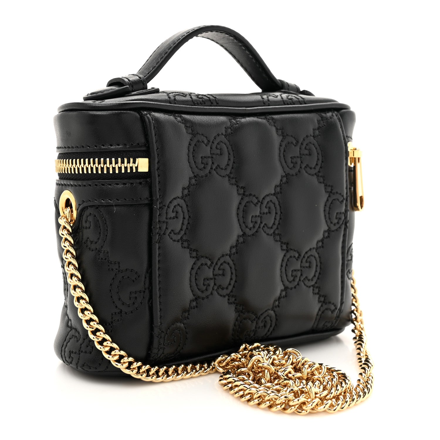 Gucci Calfskin GG Matelasse Mini Top Handle Bag Black 2 of 10