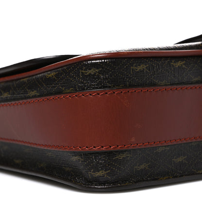 Saint Laurent Canvas Smooth Calfskin Le Monogramme Medium Buckle Satchel Chestnut 9 of 10