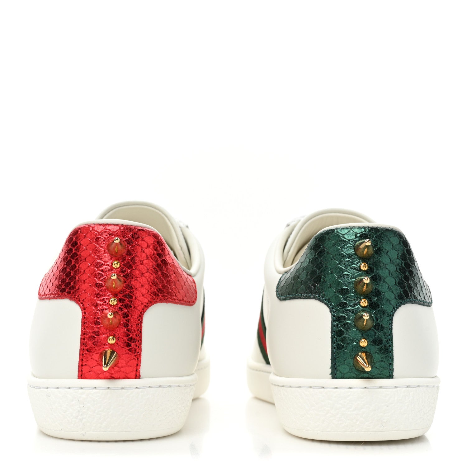 Gucci Calfskin Web Pearl Studded Womens Ace Sneakers 37.5 White 4 of 10