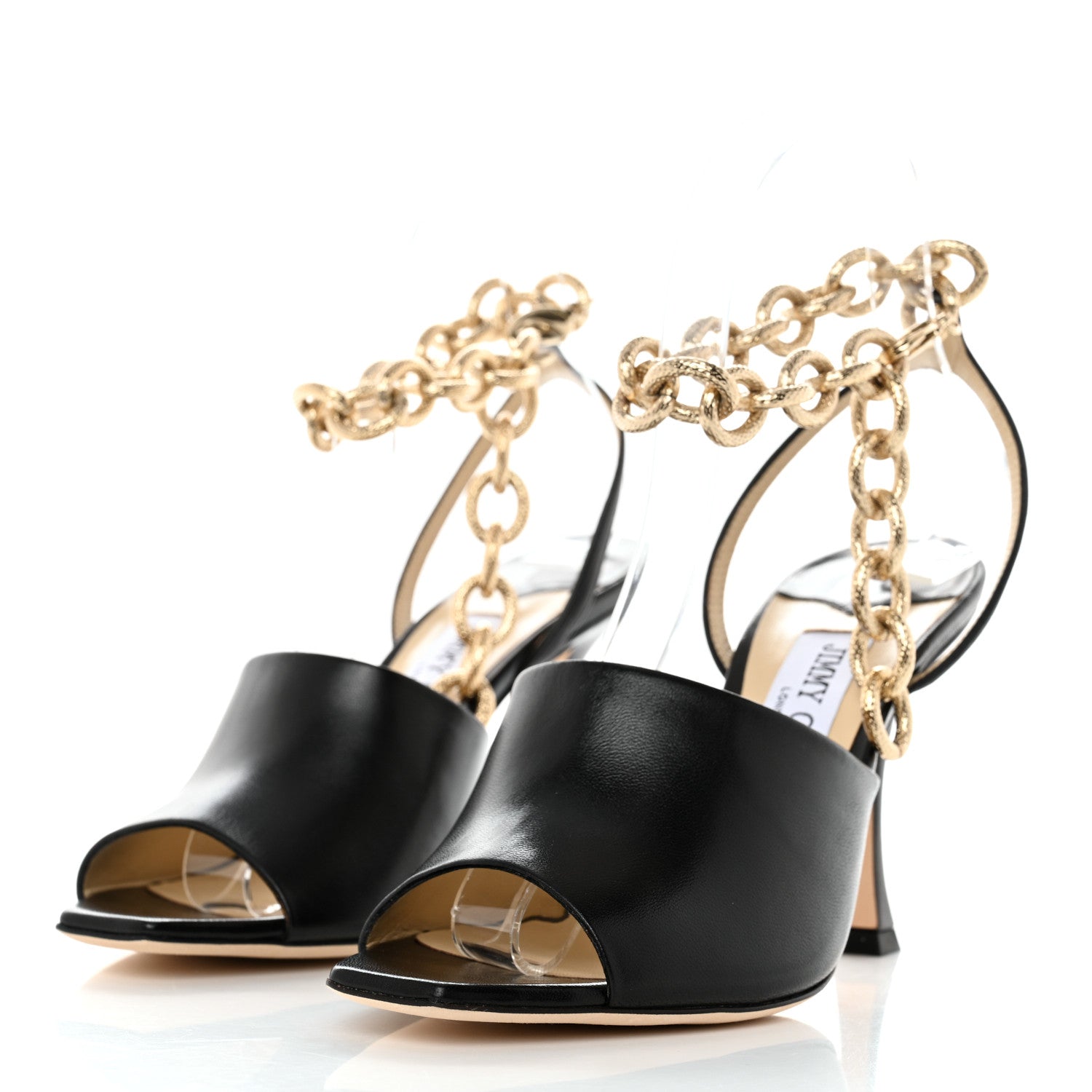 Jimmy Choo Nappa Sae 90 Chain Sandals 37 Black 3 of 9