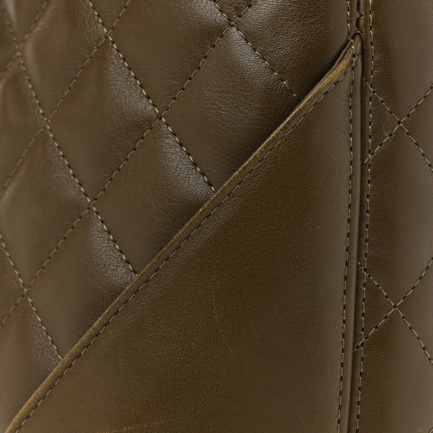 Chanel Calfskin Snakeskin Quilted Small Cambon Tote Khaki 20 of 23