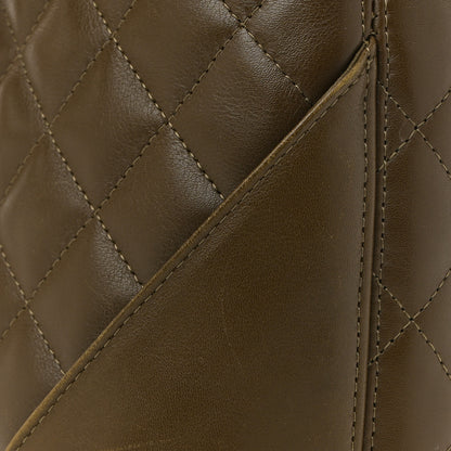 Chanel Calfskin Snakeskin Quilted Small Cambon Tote Khaki 20 of 23