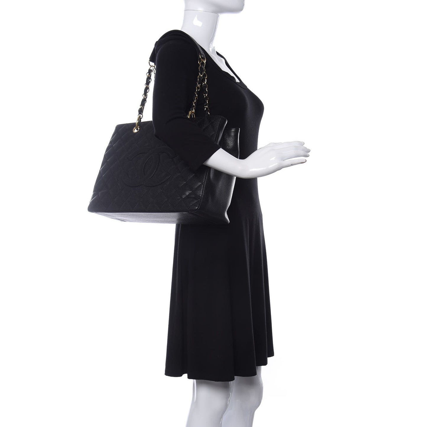 Caviar Quilted Grand Shopping Tote GST Black