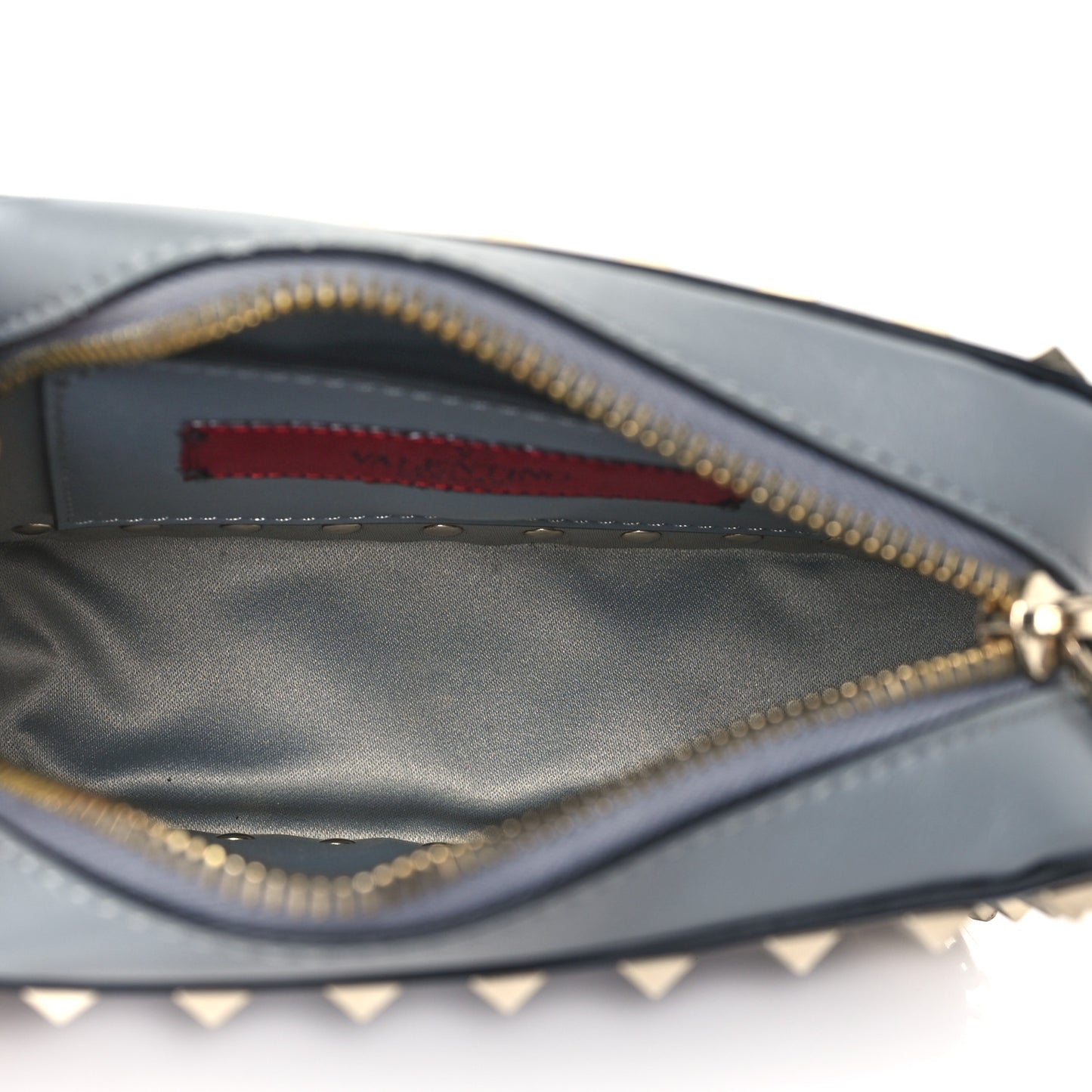Calfskin Small Rockstud Chain Camera Crossbody Bag Light Stone