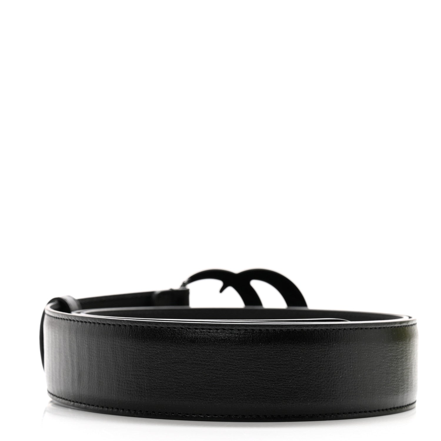Gucci Azalea Calfskin Enamel Monochrome Double G 40mm Belt 110 44 Black 2 of 8