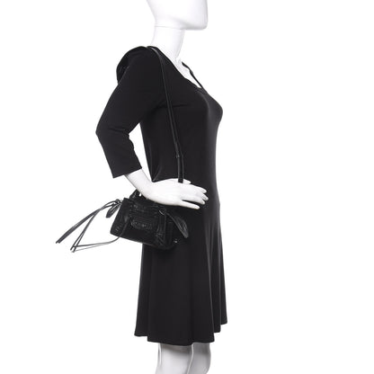 Balenciaga Semi Shiny Calfskin Crocodile Embossed Neo Classic Black Hardware Nano City Crossbody Black 2 of 9