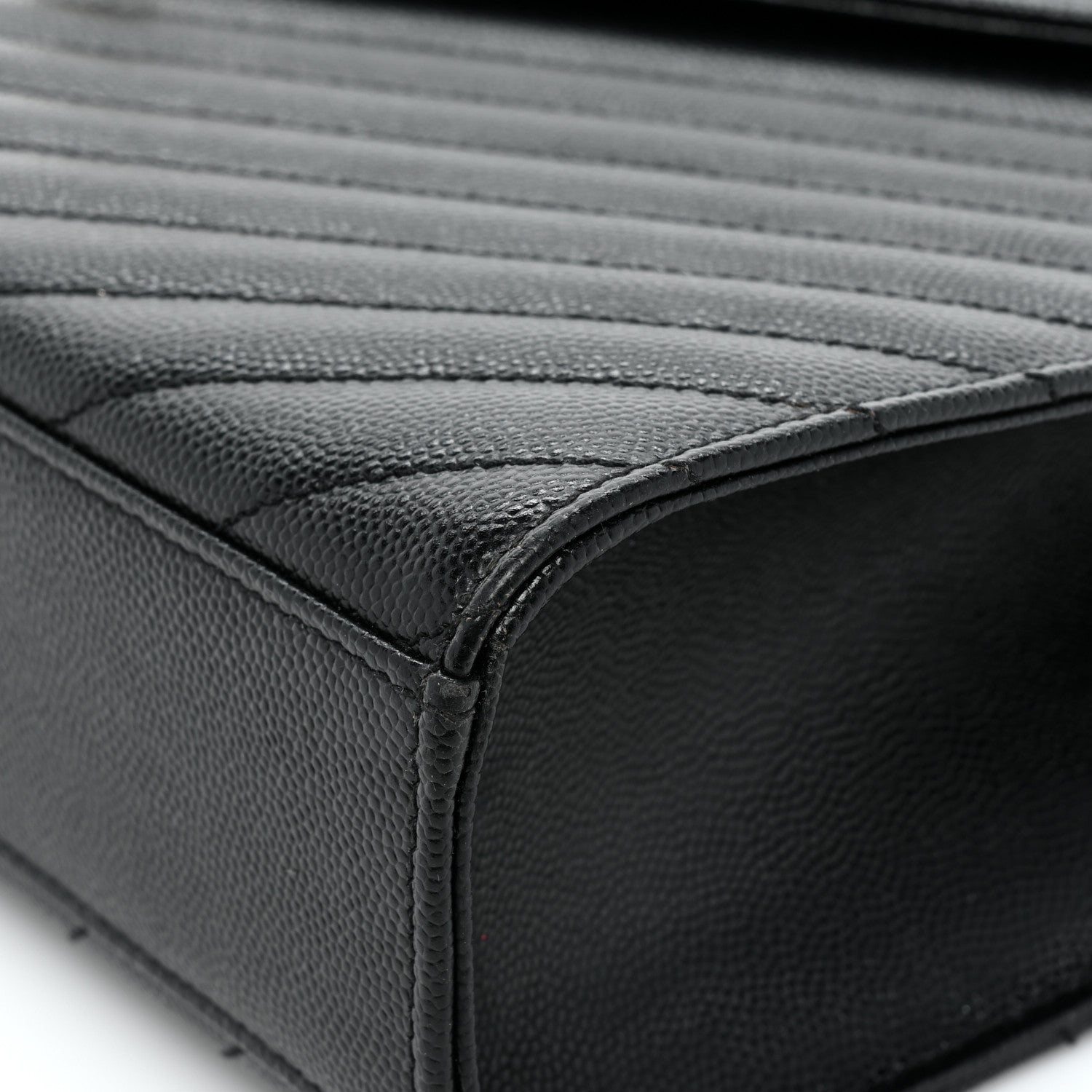 Saint Laurent Grain De Poudre Matelasse Chevron Large Monogram Satchel Black 14 of 16
