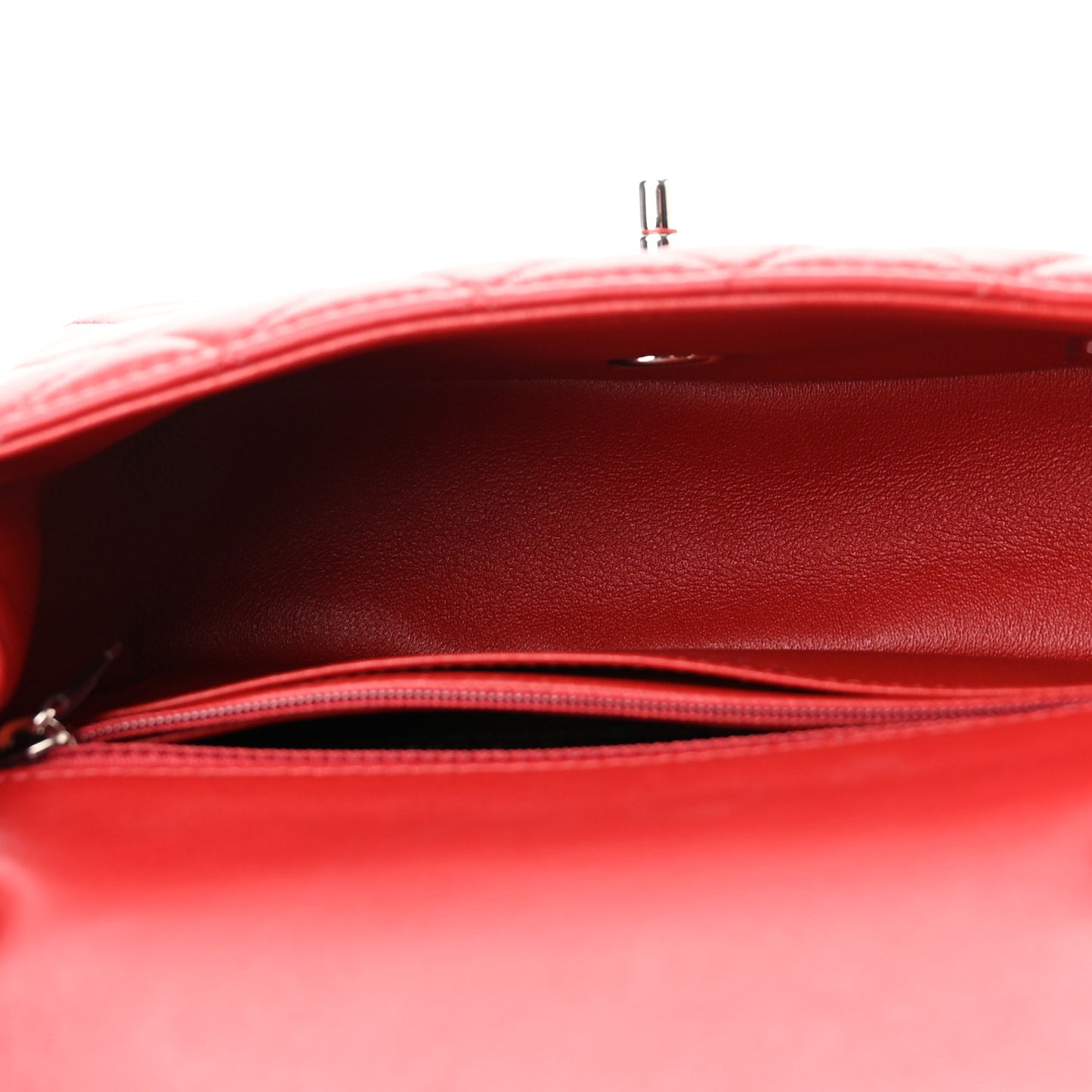 Lambskin Quilted Mini Rectangular Flap Red