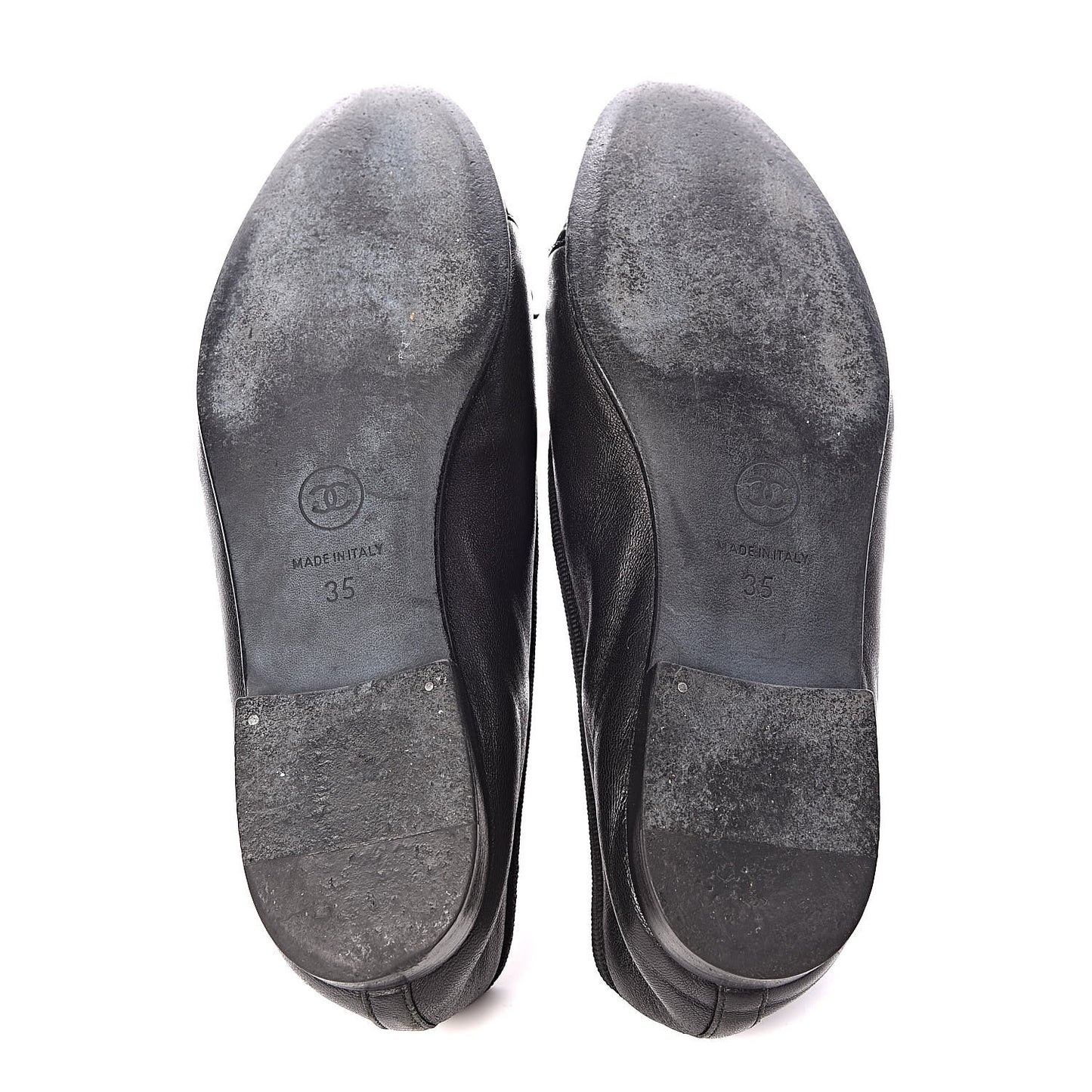 Lambskin Patent CC Cap Toe Ballerina Flats 35 Black