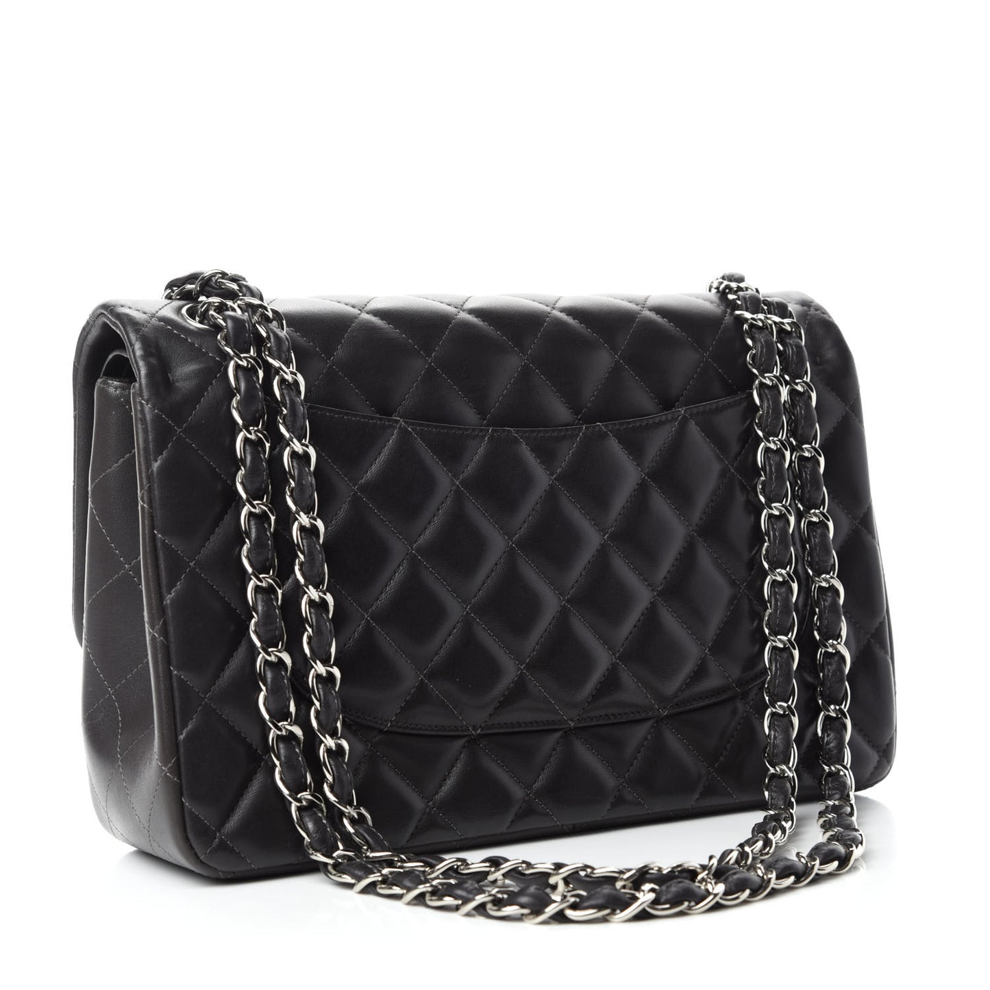 Lambskin Quilted Jumbo Double Flap Dark Grey