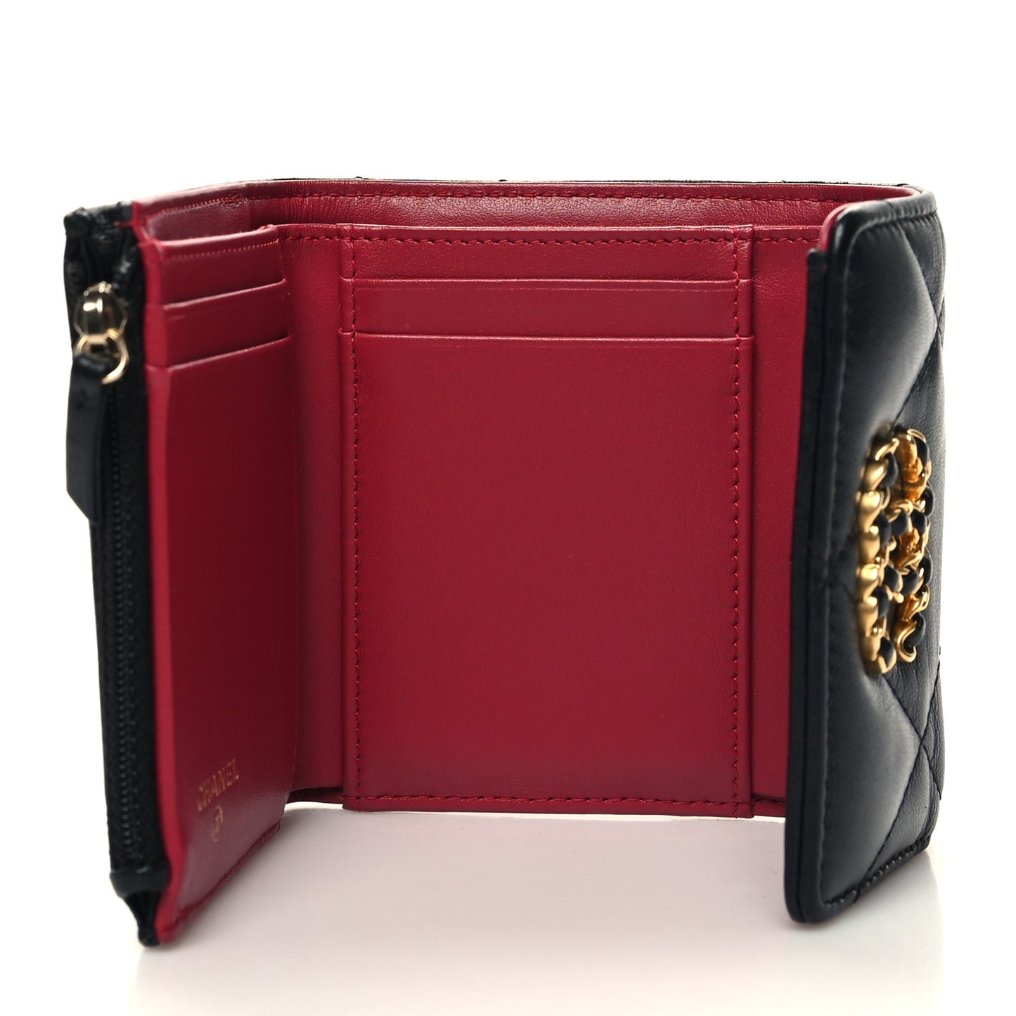 Goatskin Quilted Chanel 19 Small Flap Wallet Black