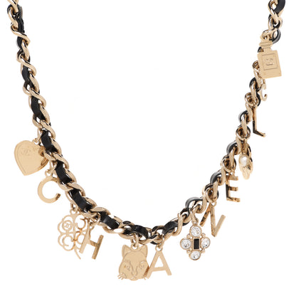 Chanel Lambskin Crystal CC Logo Charming Choker Gold Black 1 of 7