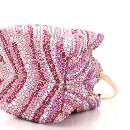 Jimmy Choo Satin Wave Degrade Hotfix Crystal Embellished Bon Bon Bucket Bag Pink Mix 10 of 10