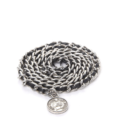 Chanel CHANE Lambskin Chain CC Medallion Belt Black Silver 1 of 3