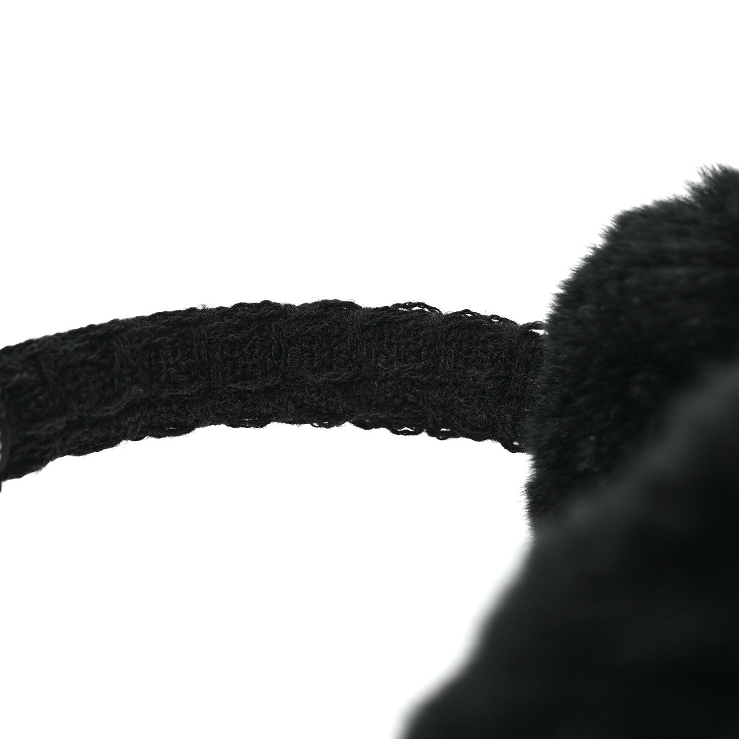 Chanel Shearling Tweed Studded CC Ear Muffs Black 6 of 6