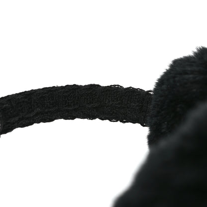 Chanel Shearling Tweed Studded CC Ear Muffs Black 6 of 6