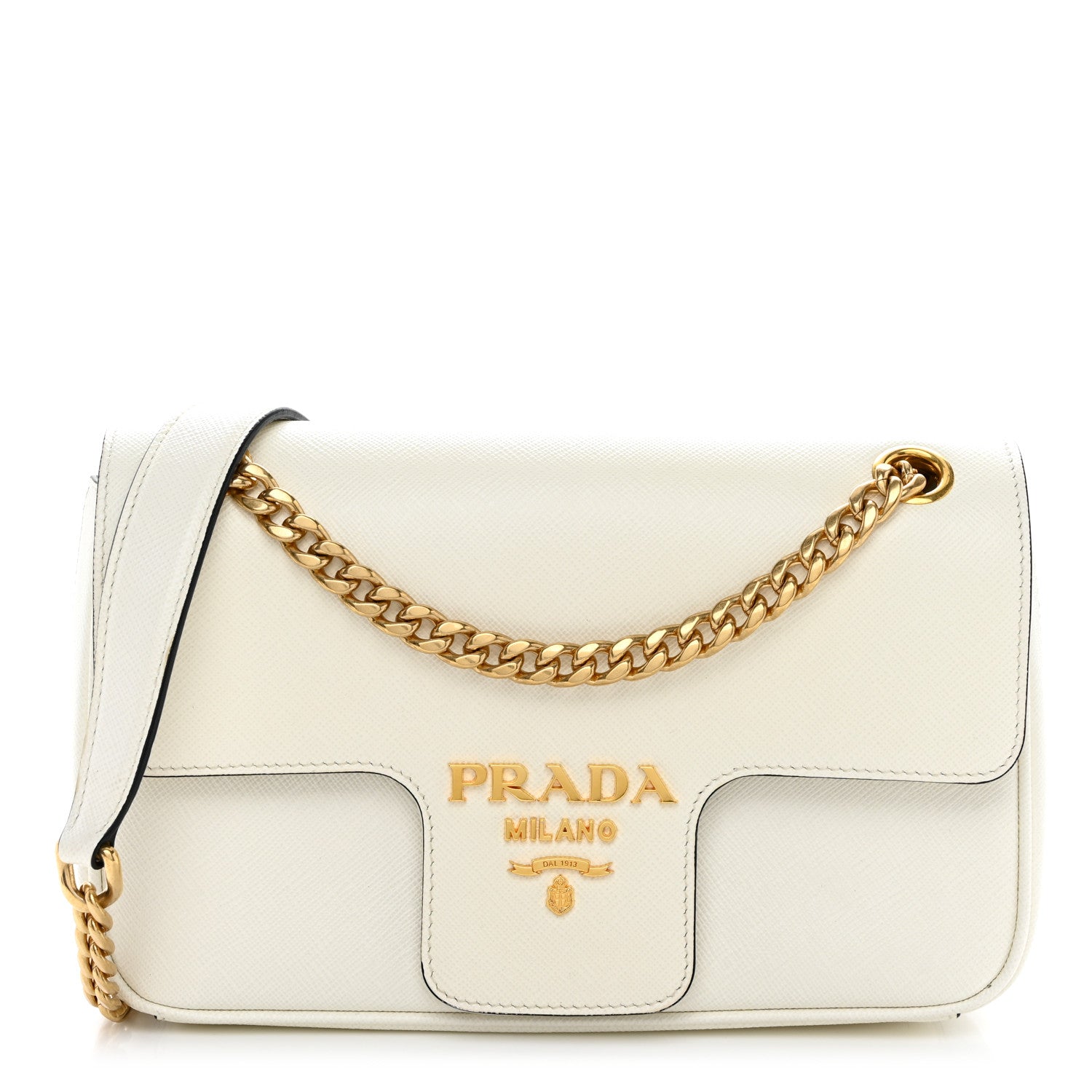 Prada Saffiano Flap Shoulder Bag White 1 of 12