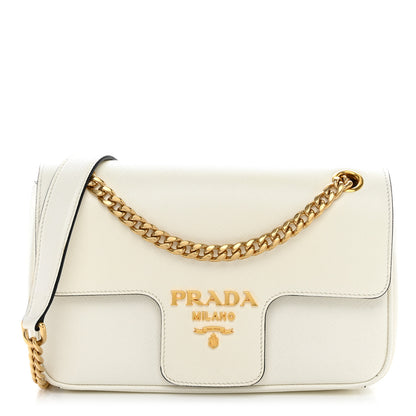 Prada Saffiano Flap Shoulder Bag White 1 of 12