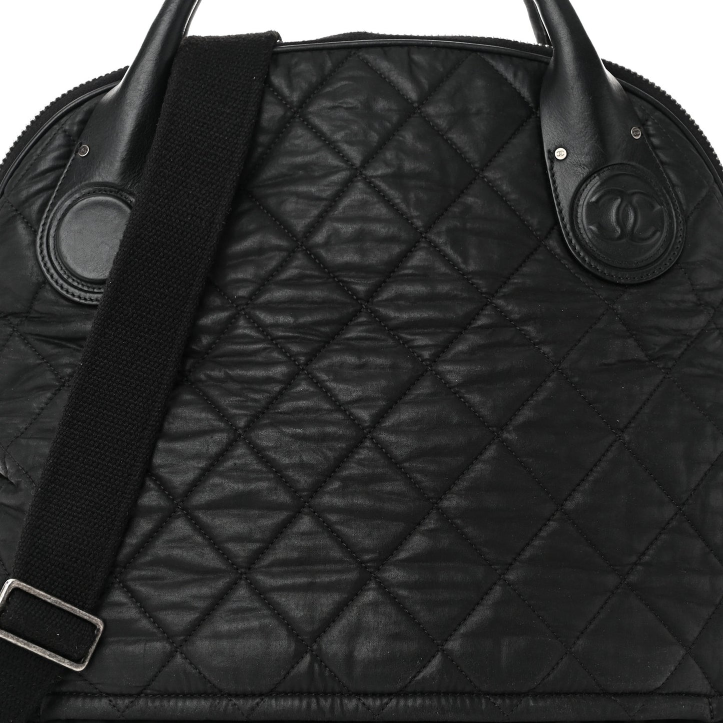 Coated Canvas Quilted Medium Garment Travel Bag Black