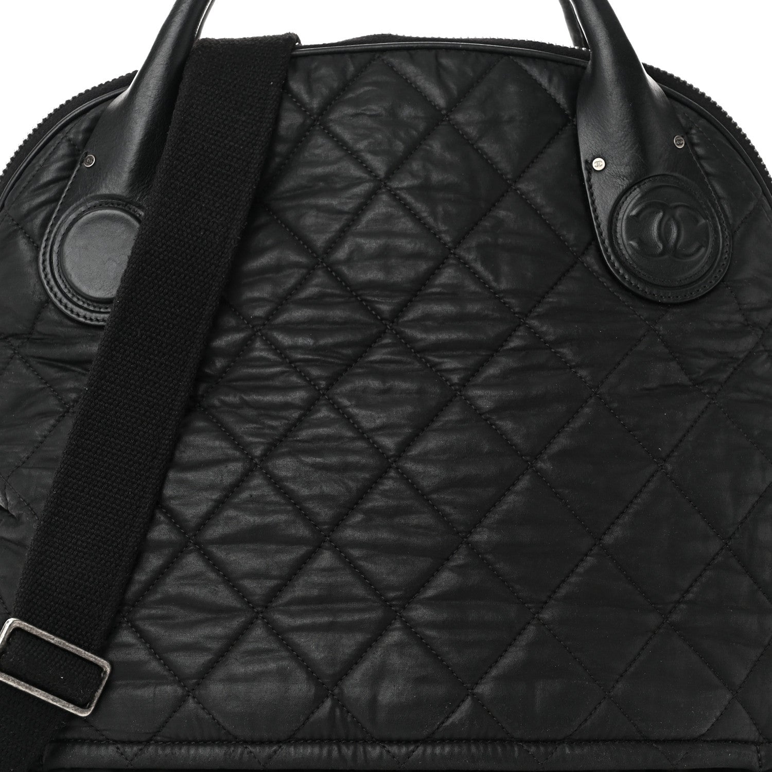 Chanel Coated Canvas Quilted Medium Garment Travel Bag Black 8 of 11