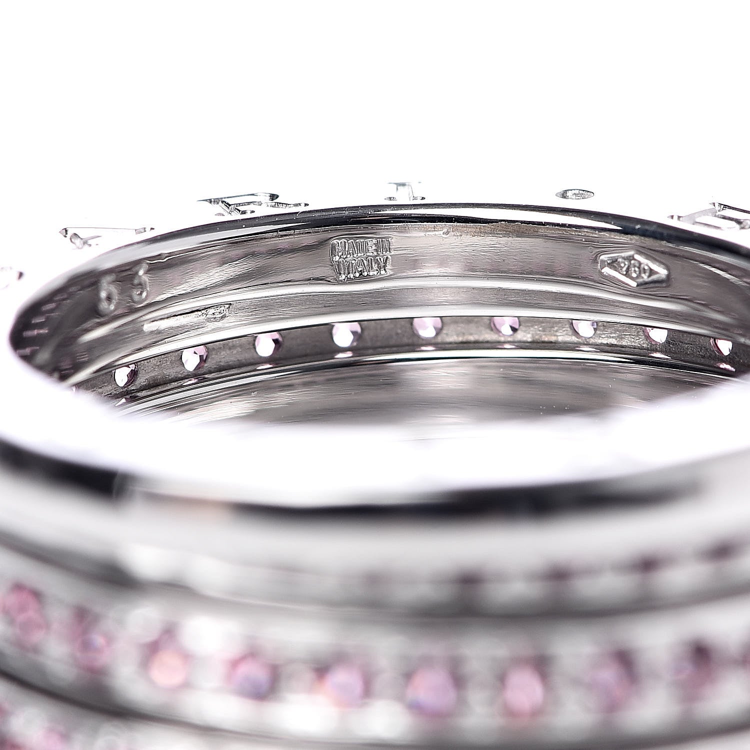 Bulgari 18K White Gold Pink Sapphire B.Zero1 Three-Band Ring 53 6.25 5 of 5