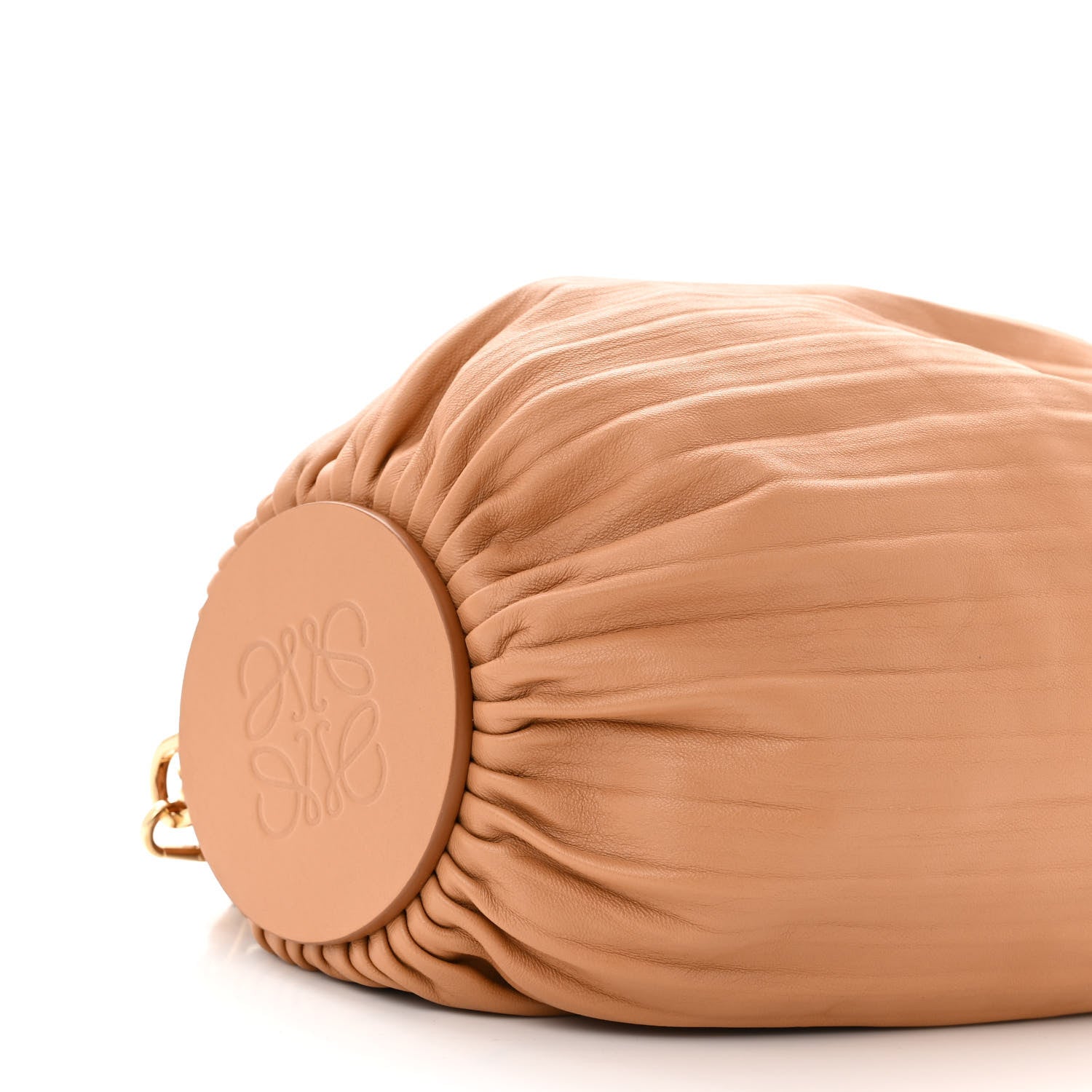 Loewe Lambskin Pleated Bracelet Pouch Shoulder Bag Warm Desert 8 of 9