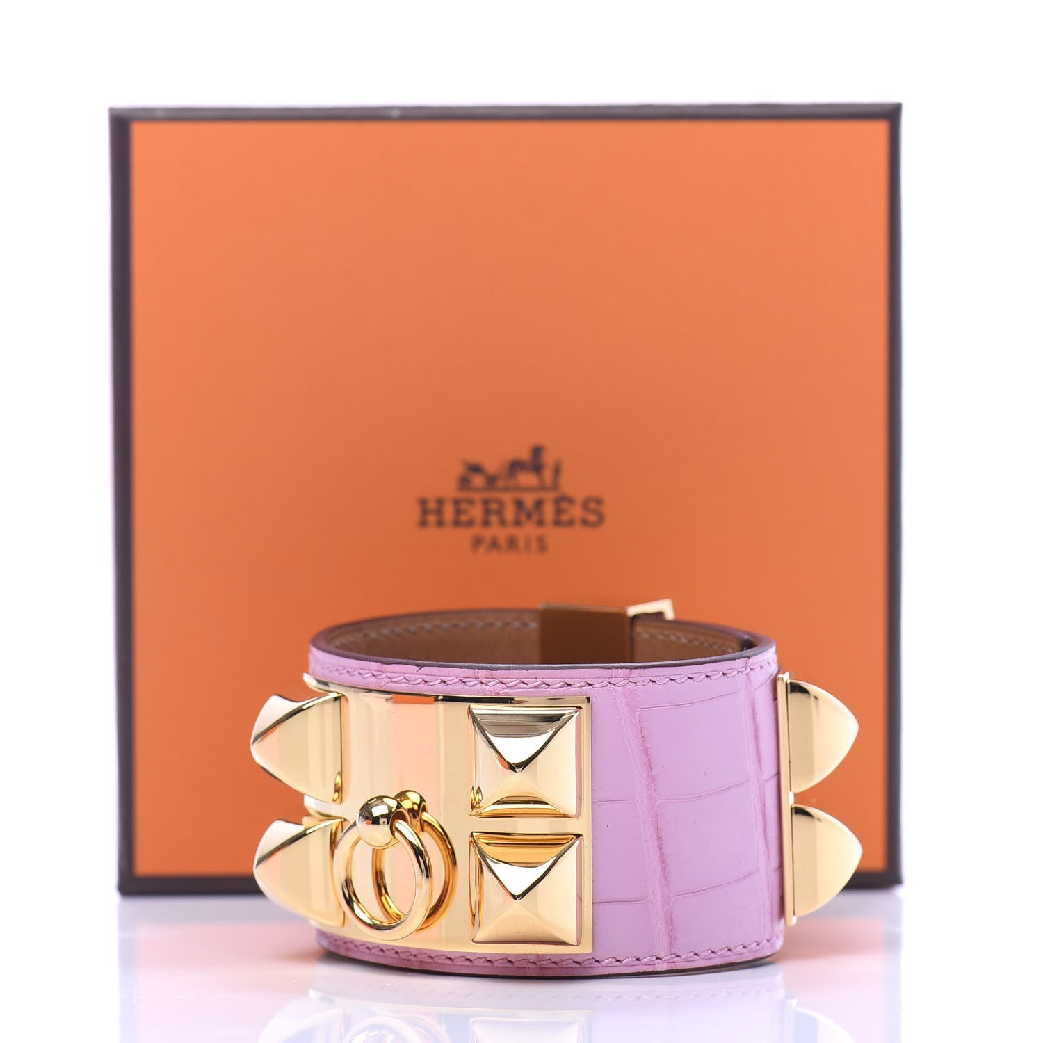 Hermes Matte Alligator Collier De Chien CDC Bracelet T2 5P Pink 8 of 8