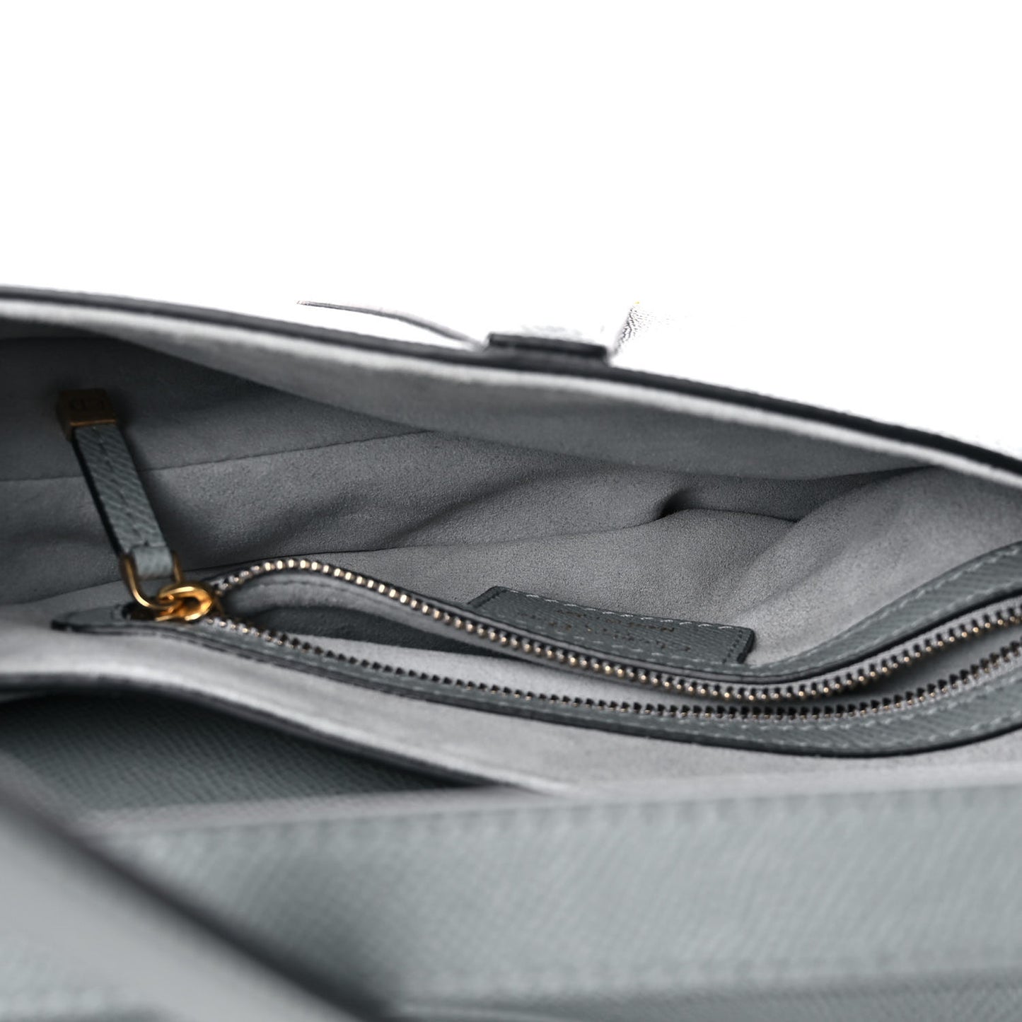 Grained Calfskin Saddle Bag Grey Stone